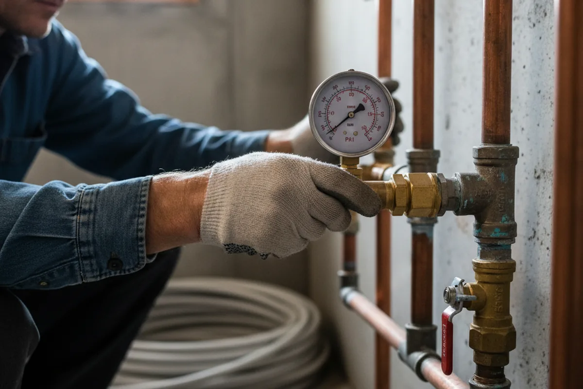 Pressure testing a repaired line during Water Line Repair in Fawnskin